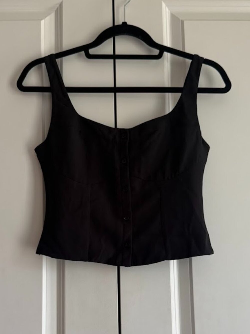 Abercrombie & Fitch Women's Satin Button-Through Vest Top Black XS